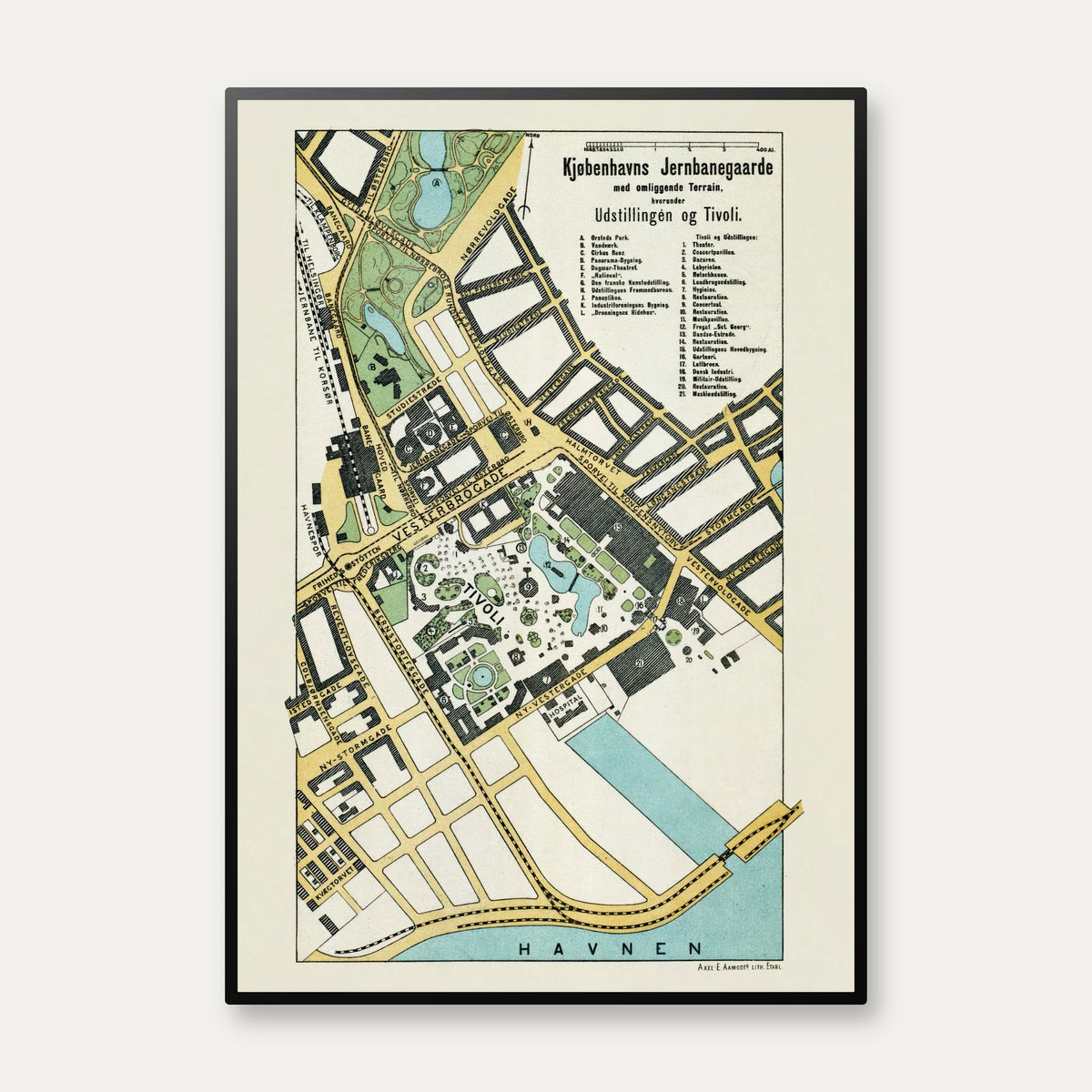 Jernbanegaarde 1888 - København Kort – billede 1