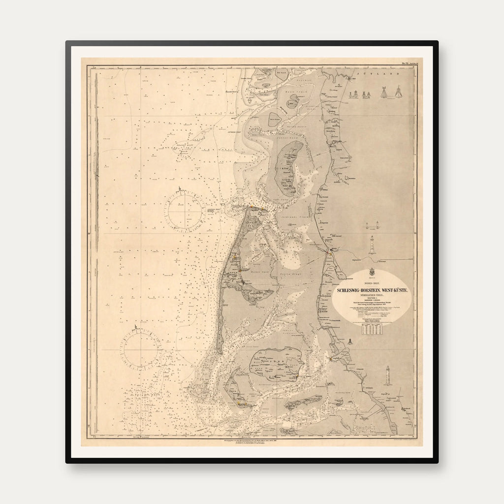 Nordsøen 1881 - Schleswig Kort - 60×68 cm – billede 1