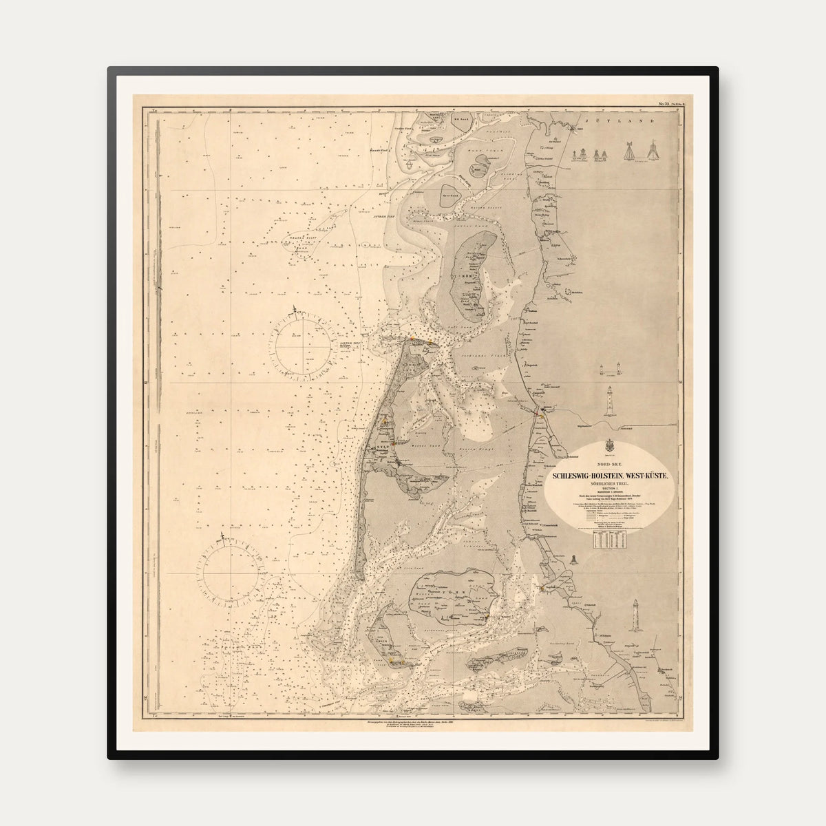 Nordsøen 1881 - Schleswig Kort - 60×68 cm – billede 1