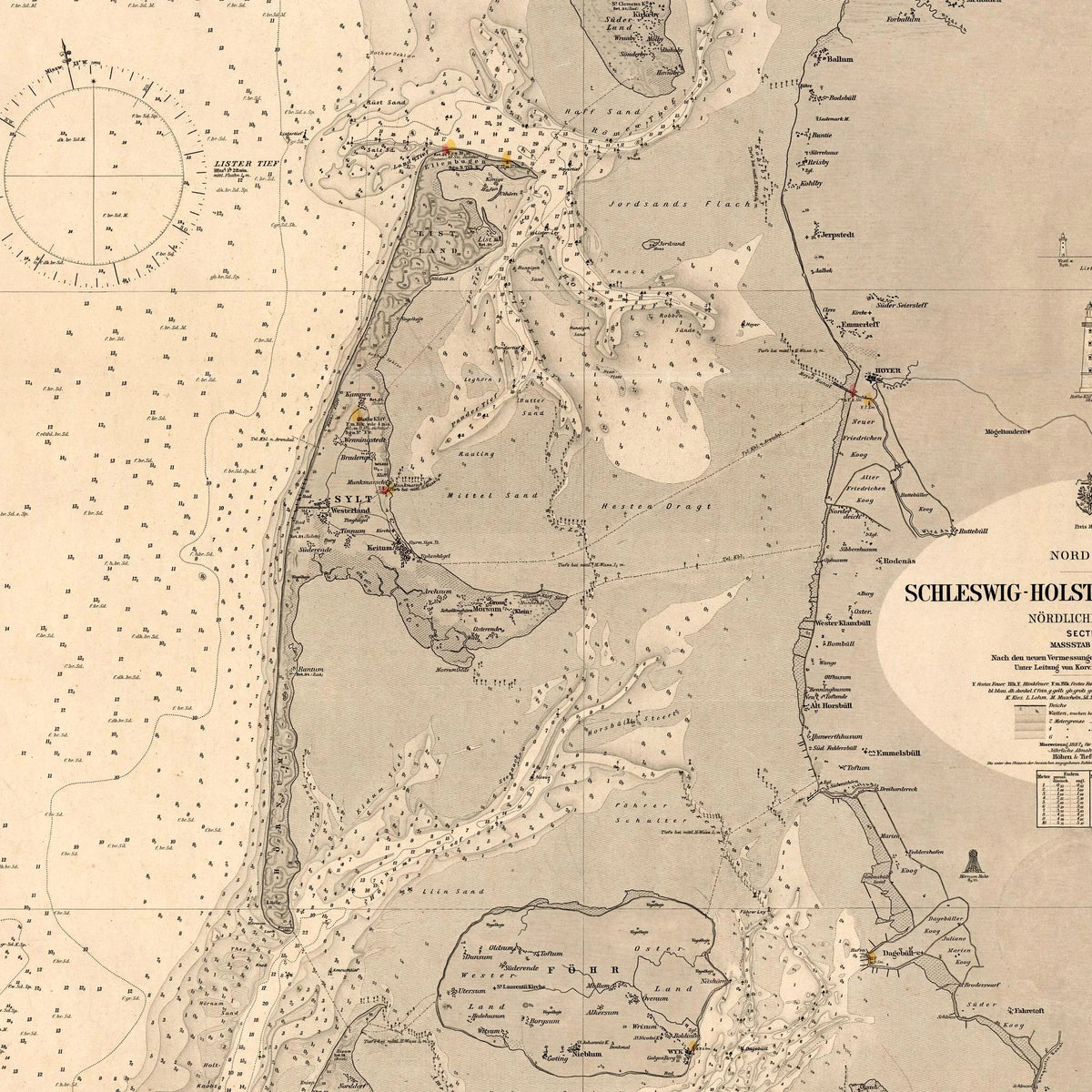 Nordsøen 1881 - Schleswig Kort - 60×68 cm – billede 4