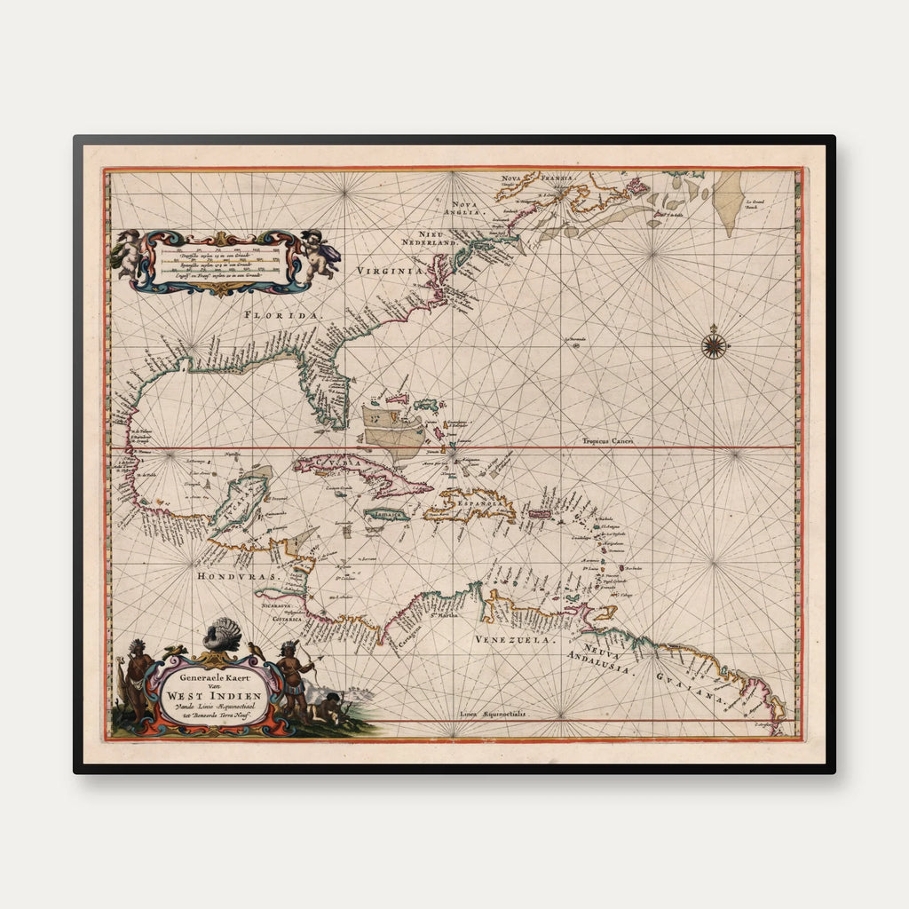 Vestindien 1675 - SøKort - 60×50 cm – billede 1