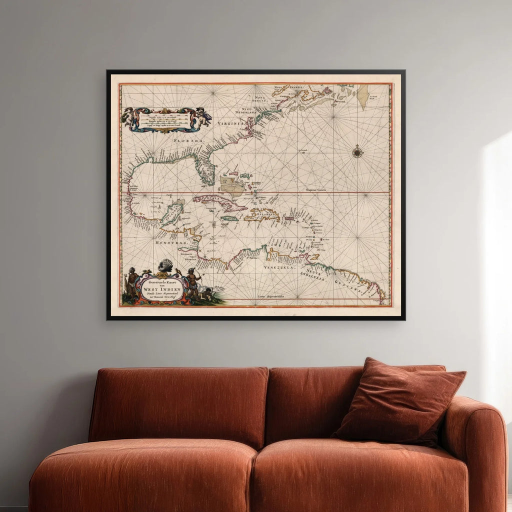 Vestindien 1675 - SøKort - 60×50 cm – billede 2