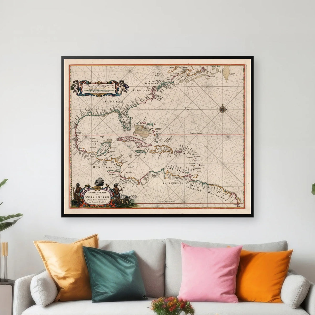 Vestindien 1675 - SøKort - 60×50 cm – billede 3