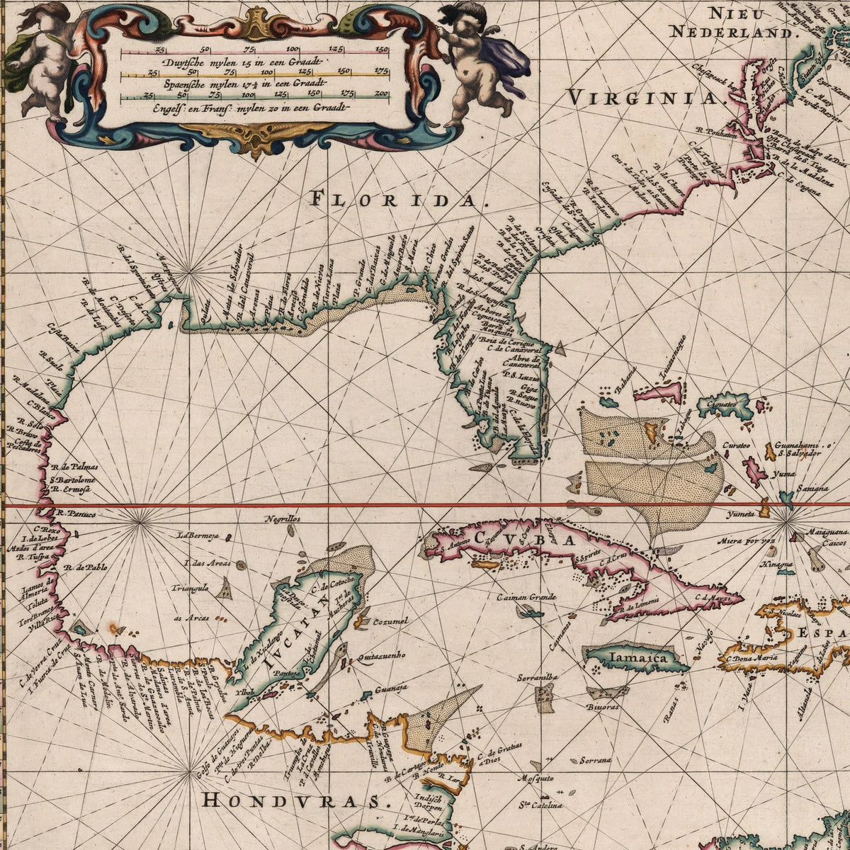 Vestindien 1675 - SøKort - 60×50 cm – billede 4