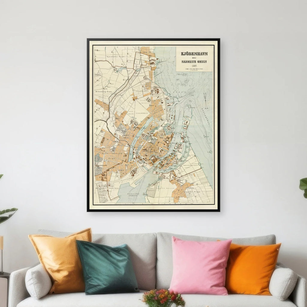 København 1897 - Omegnkort - 50×60 cm – billede 3