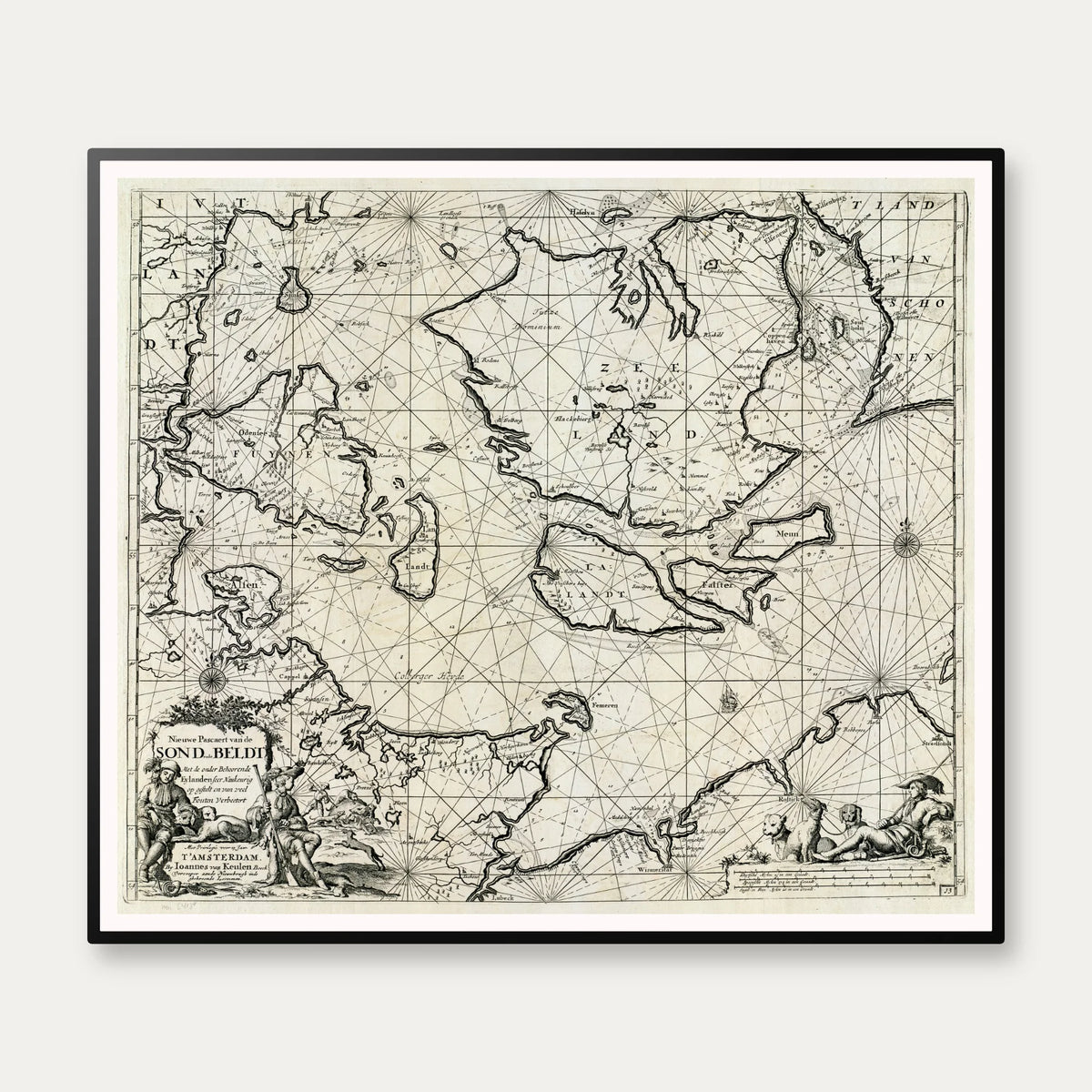 Sund & Bælter 1720 - Søkort - 70×61 cm – billede 1