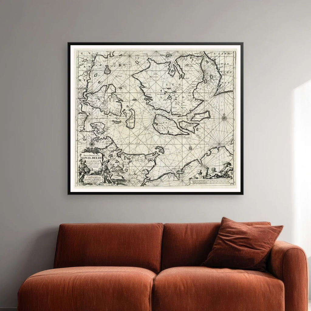 Sund & Bælter 1720 - Søkort - 70×61 cm – billede 2
