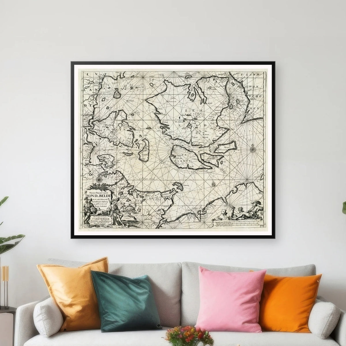Sund & Bælter 1720 - Søkort - 70×61 cm – billede 3