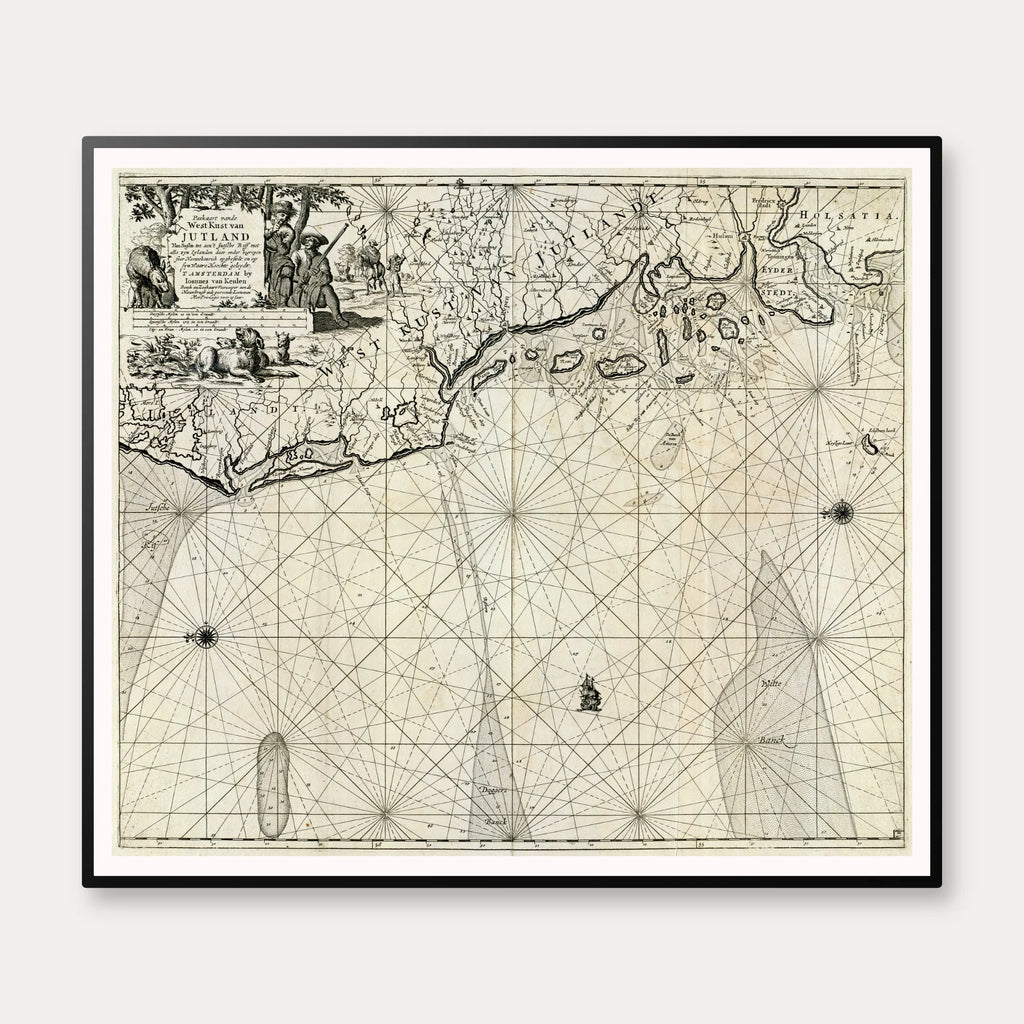 Jylland Vestkyst 1720 - Søkort - 70×61 cm – billede 1