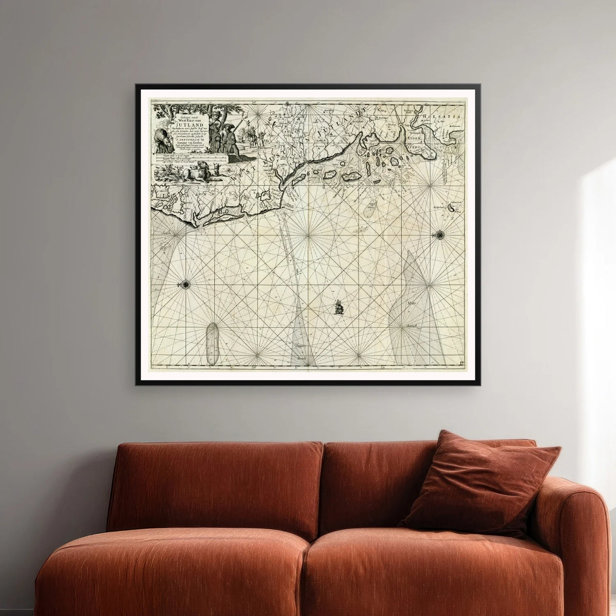 Jylland Vestkyst 1720 - Søkort - 70×61 cm – billede 2
