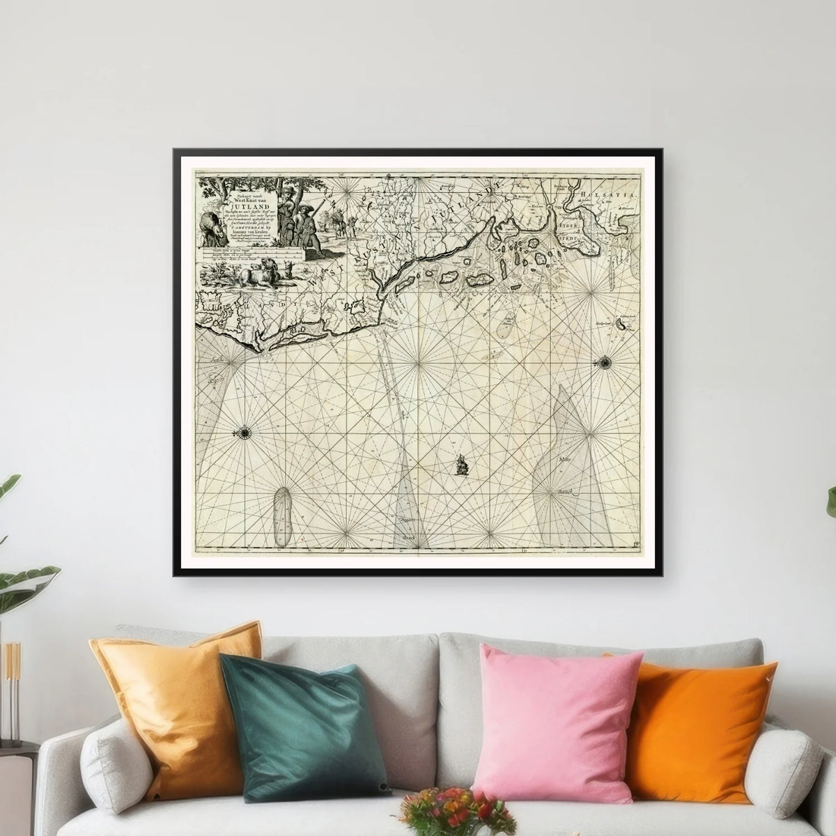 Jylland Vestkyst 1720 - Søkort - 70×61 cm – billede 3