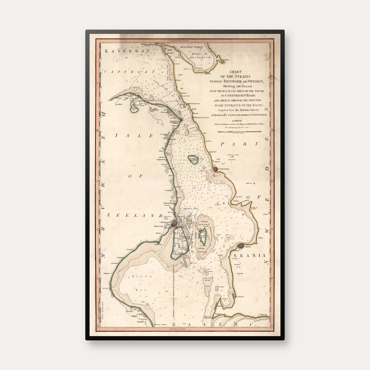 Sundet 1801 - Maritimt Søkort - 50×78 cm – billede 1