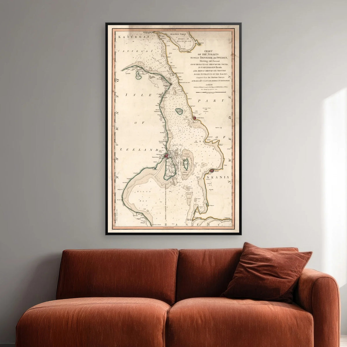 Sundet 1801 - Maritimt Søkort - 50×78 cm – billede 2