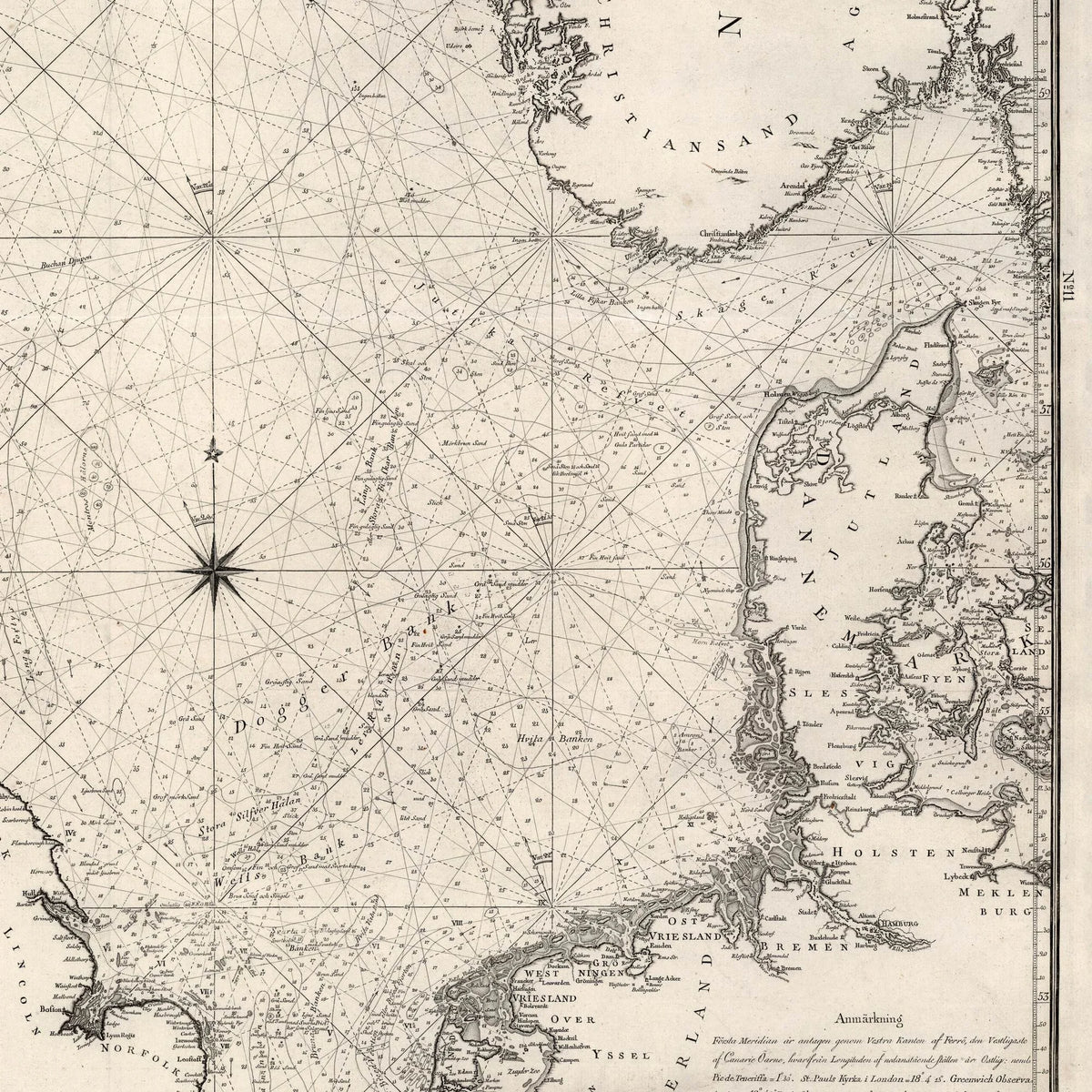 Nordsøen 1797 - Hydrografisk Kort - Plakat – billede 4