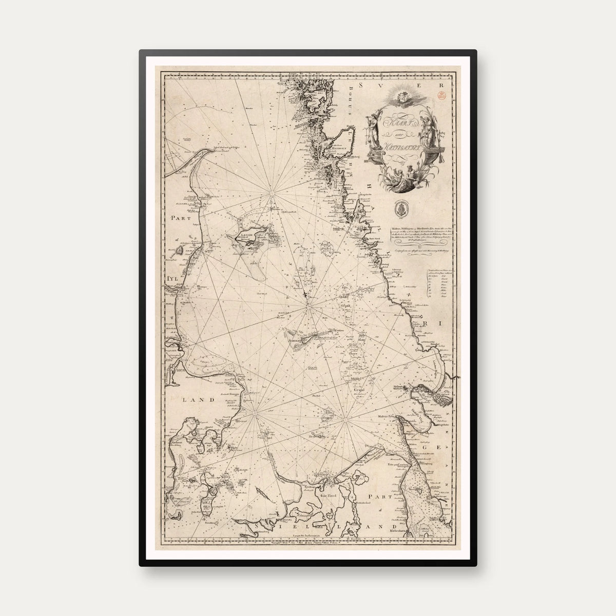 Kattegat 1814 - Dansk Søkort - 50×77 cm – billede 1