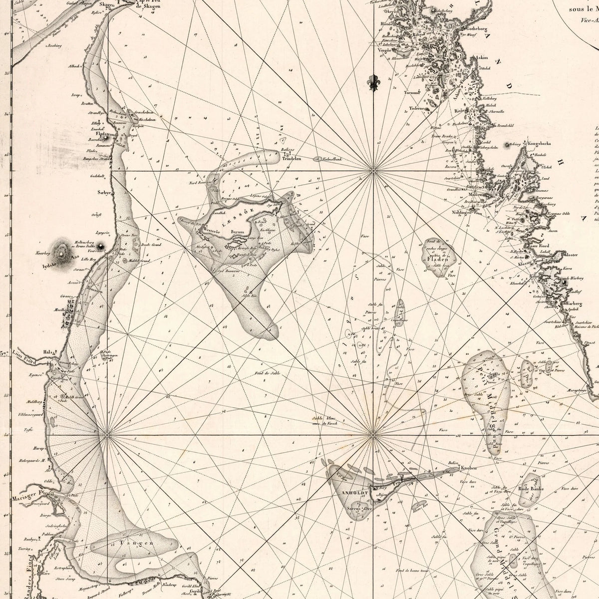 Cattegat 1813 - Fransk Marinekort – billede 4