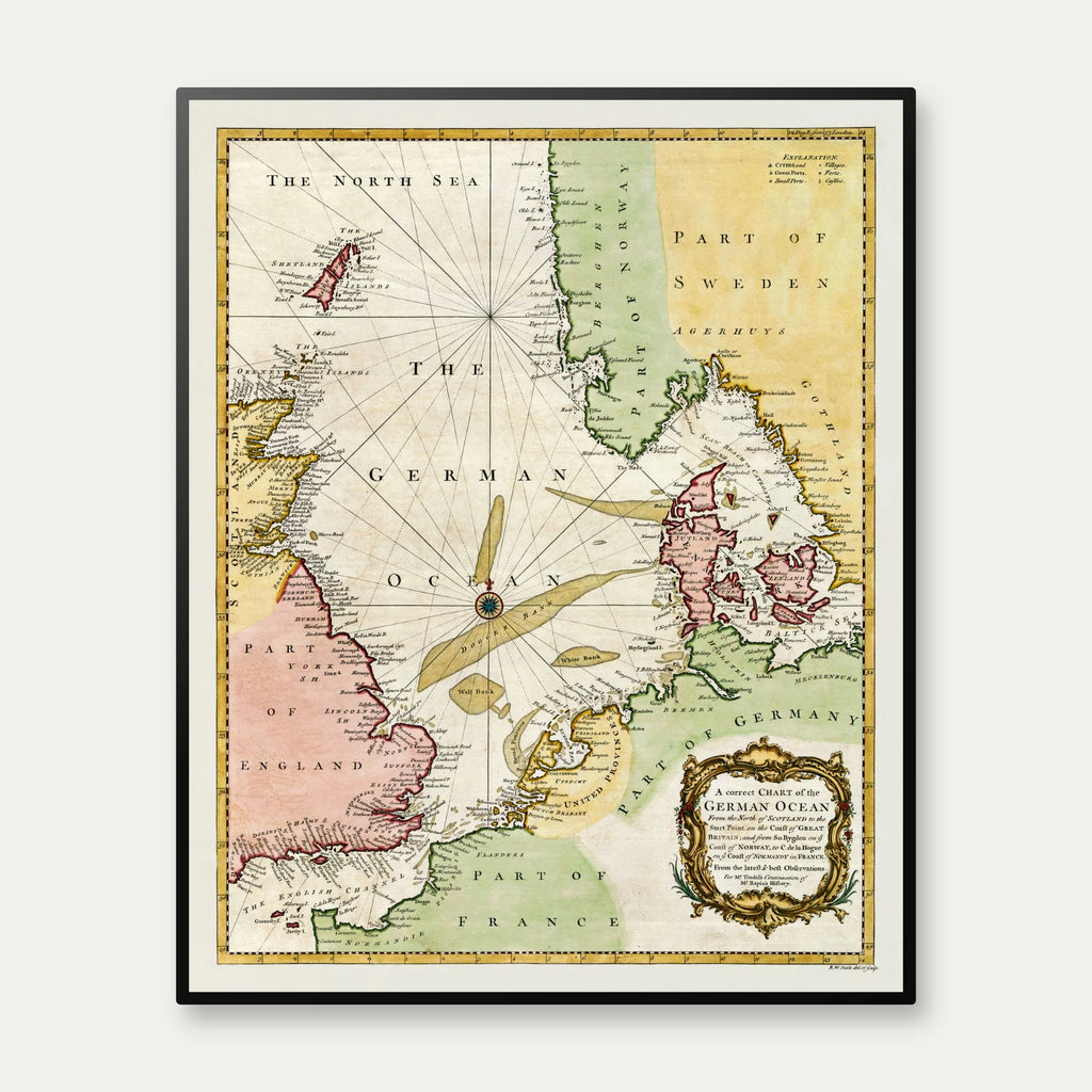 Nordsøen 1745 - Engelsk søkort - 50×62 cm – billede 1