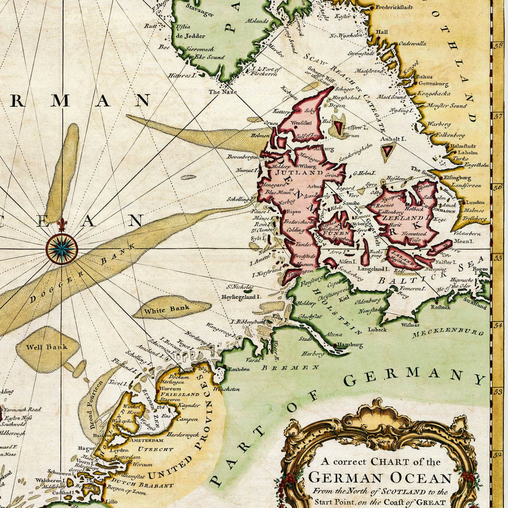 Nordsøen 1745 - Engelsk søkort - 50×62 cm – billede 4