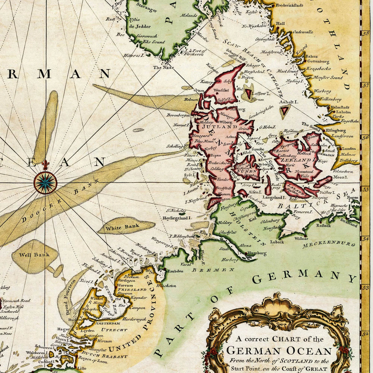 Nordsøen 1745 - Engelsk søkort - 50×62 cm – billede 4