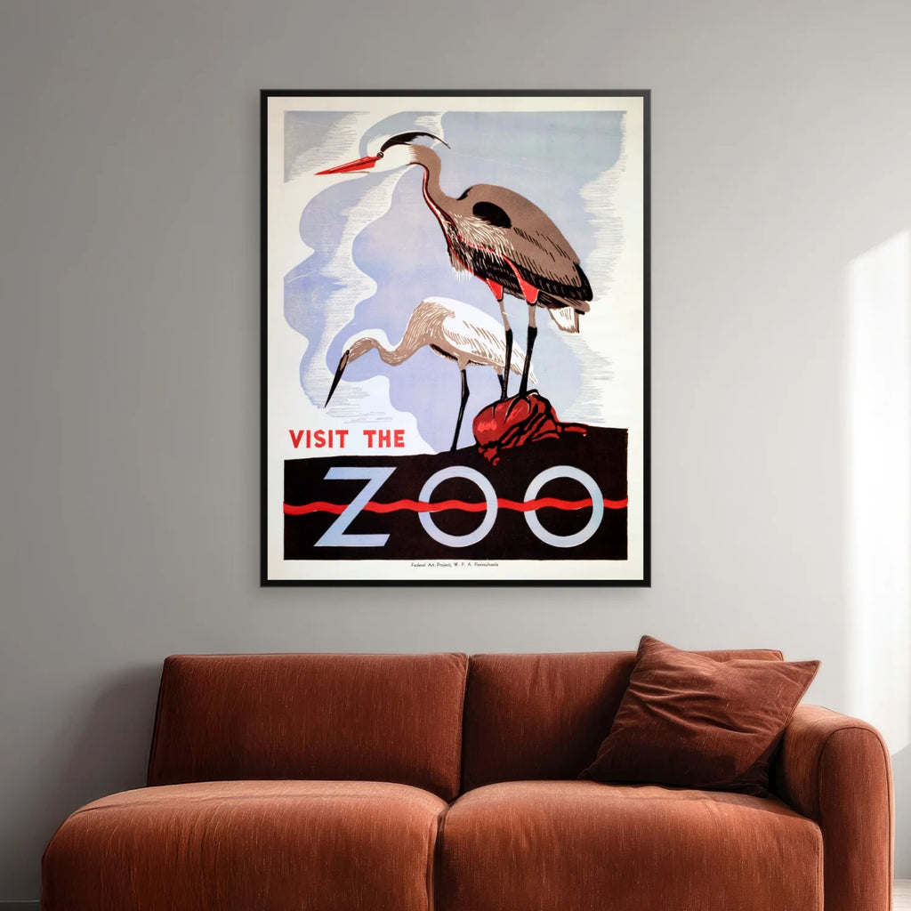 Visit the Zoo 1937 - Fiskehejre Plakat - 50×64 cm – billede 2