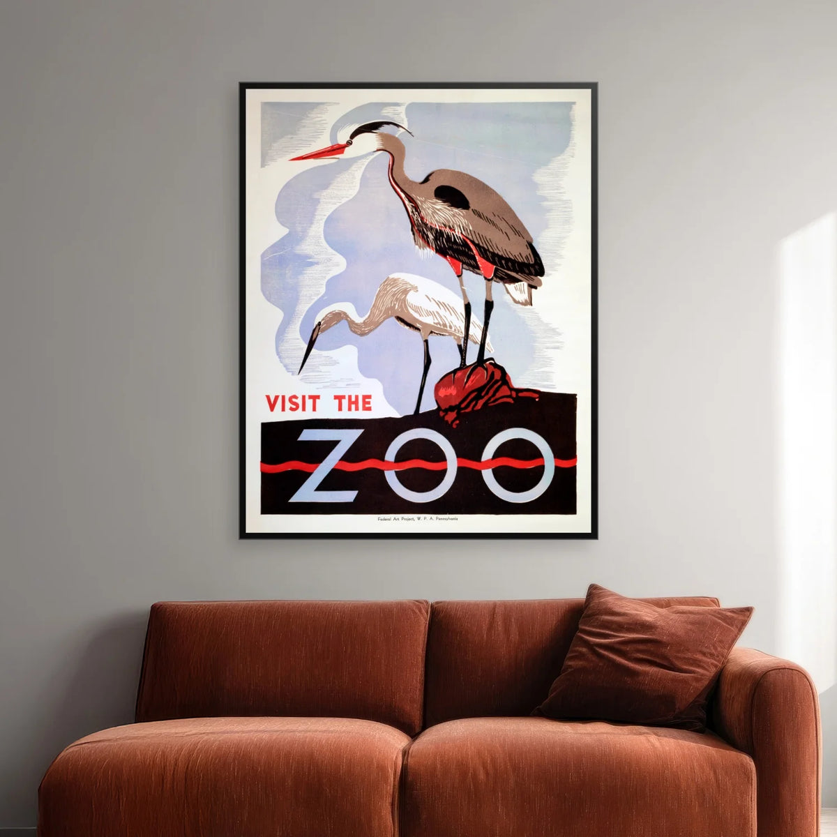 Visit the Zoo 1937 - Fiskehejre Plakat - 50×64 cm – billede 2