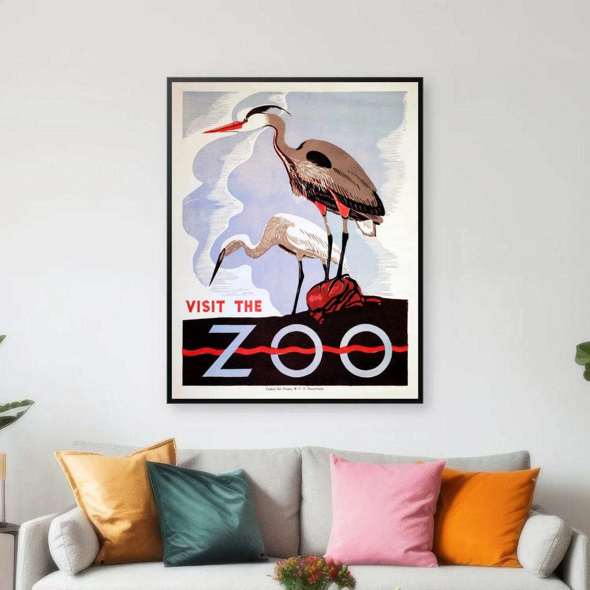 Visit the Zoo 1937 - Fiskehejre Plakat - 50×64 cm – billede 3