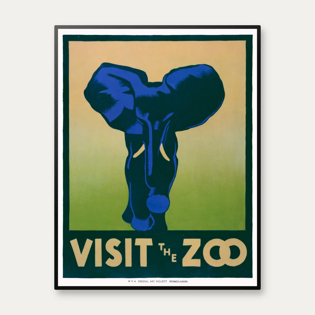 Visit the Zoo 1937 - Elefant Plakat - 50×64 cm – billede 1