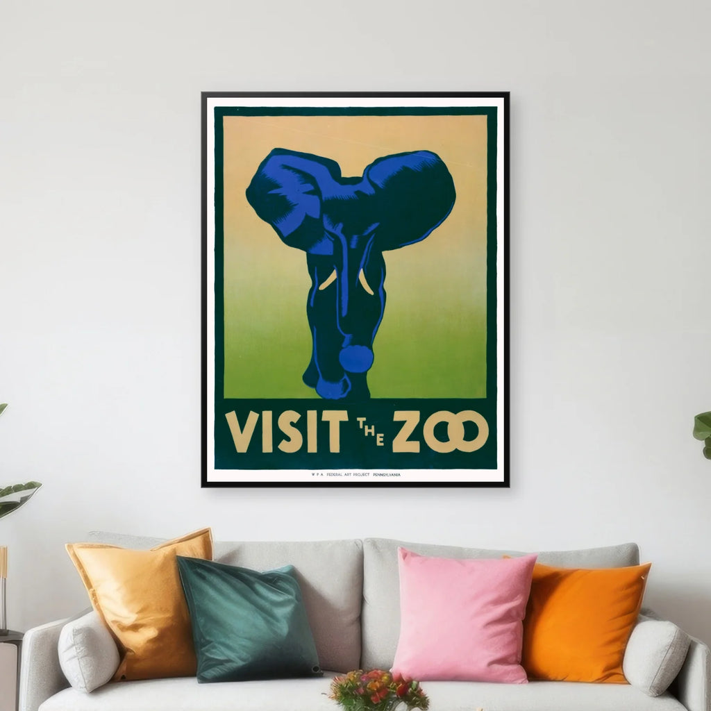 Visit the Zoo 1937 - Elefant Plakat - 50×64 cm – billede 3