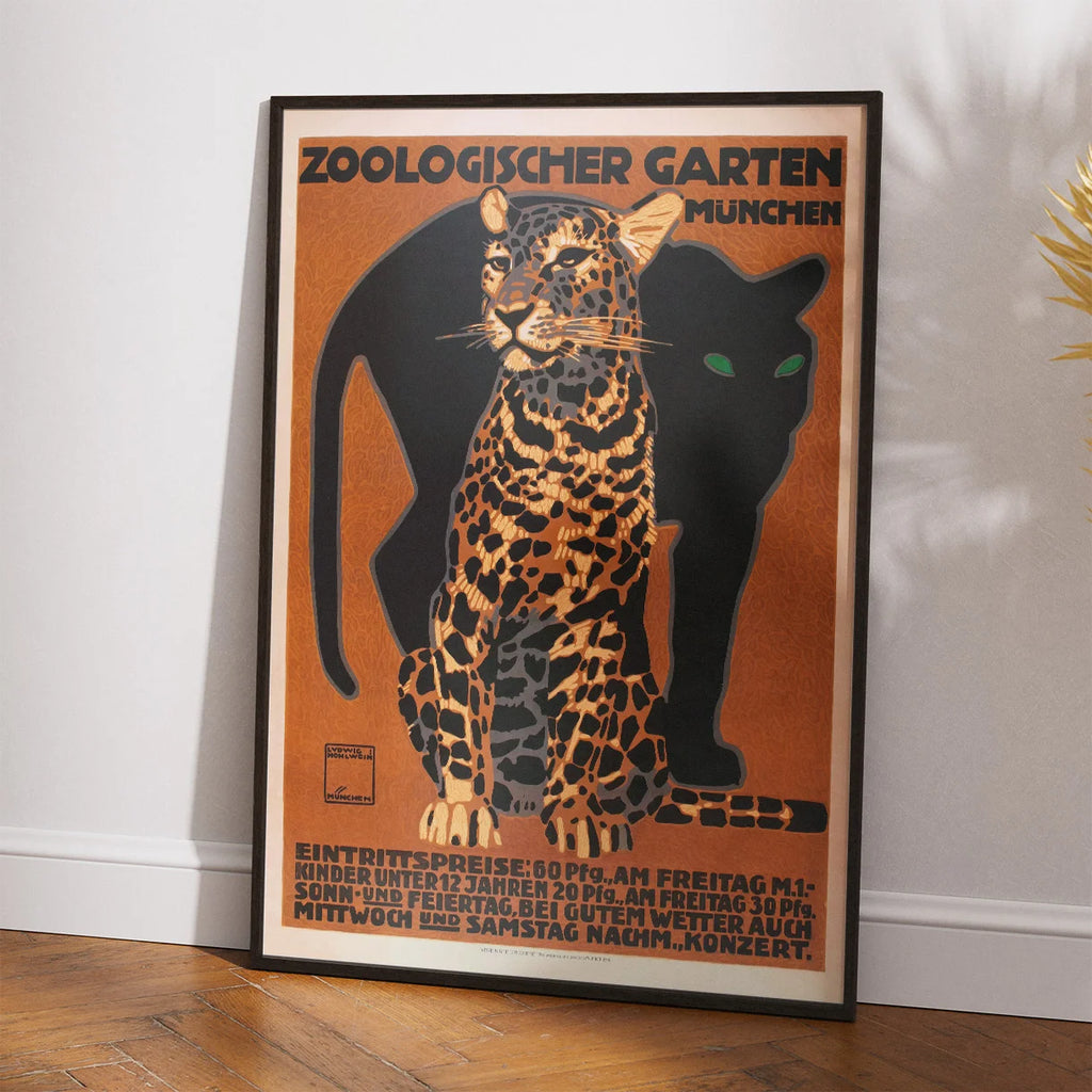 München Zoo 1912 - Panter & Leopard plakat – billede 2