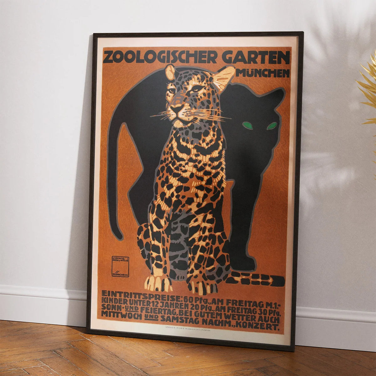München Zoo 1912 - Panter & Leopard plakat – billede 2