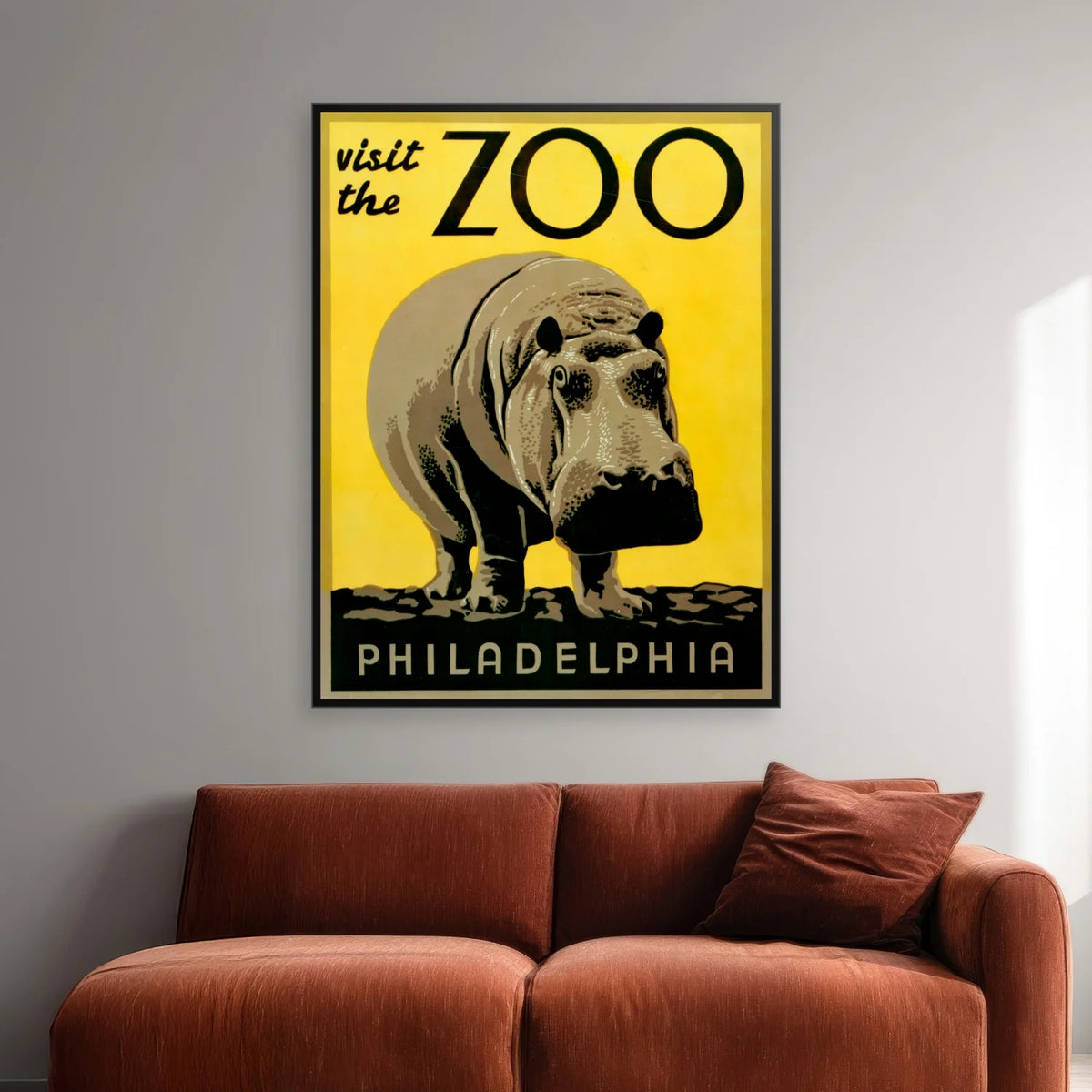 Philadelphia Zoo 1938 - Næsehorn - 50×65 cm – billede 2