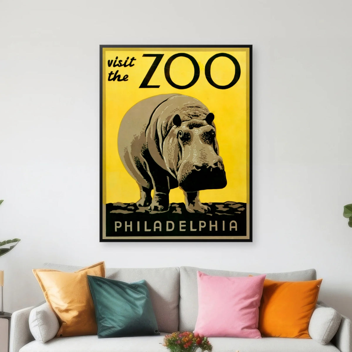 Philadelphia Zoo 1938 - Næsehorn - 50×65 cm – billede 3