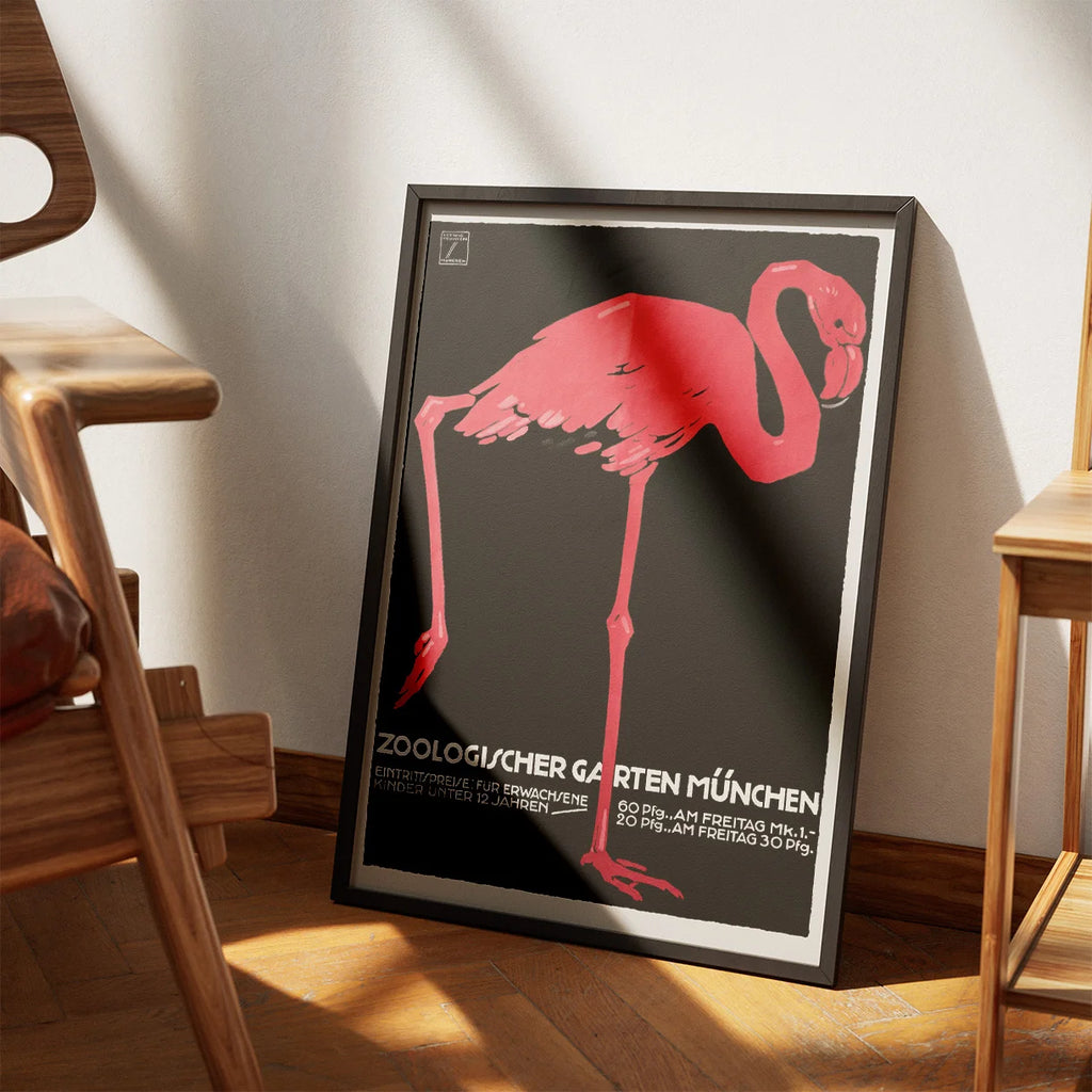 München Zoo 1920 - Flamingo Plakat – billede 3