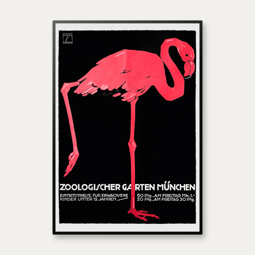 München Zoo 1920 - Flamingo Plakat – billede 1