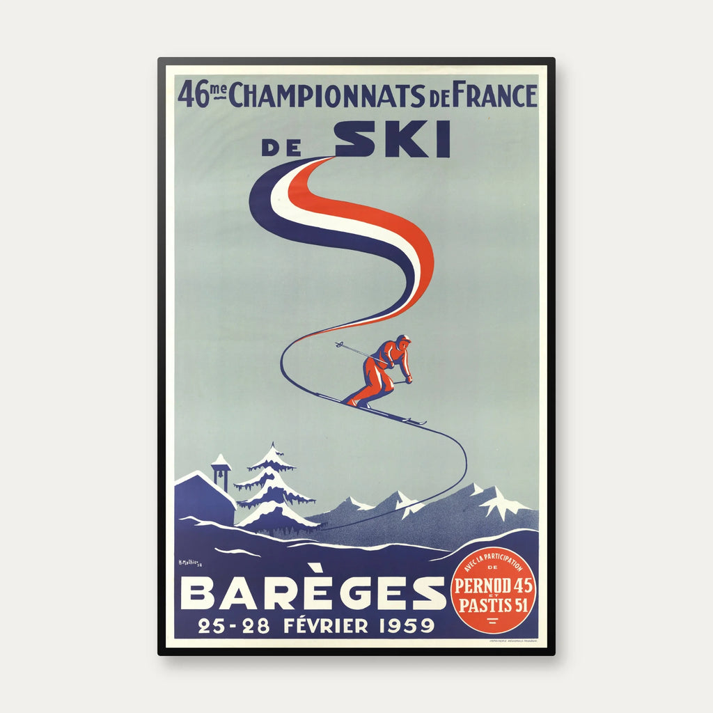 Barèges 1959 - Skimesterskab - 47×70 cm – billede 1
