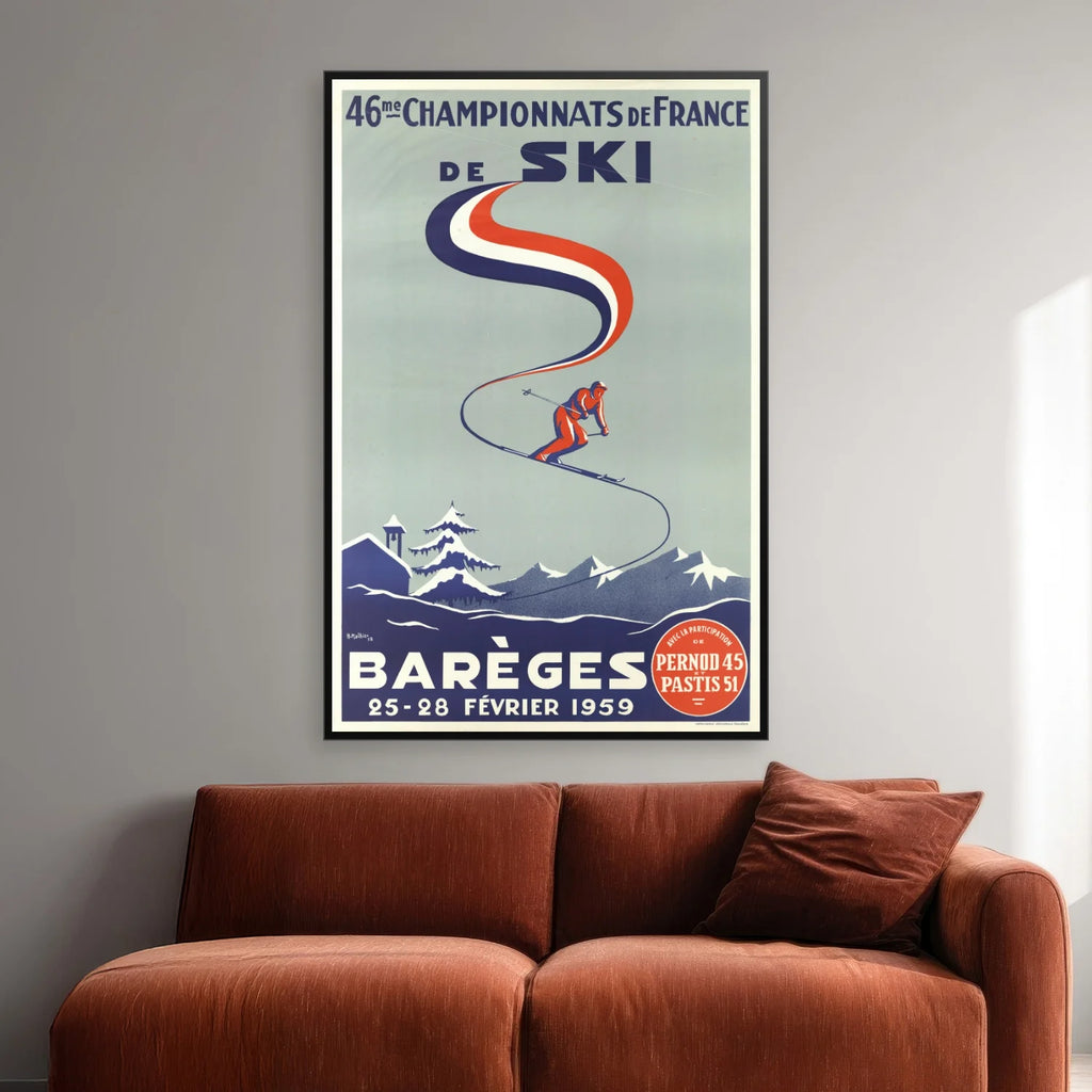 Barèges 1959 - Skimesterskab - 47×70 cm – billede 2