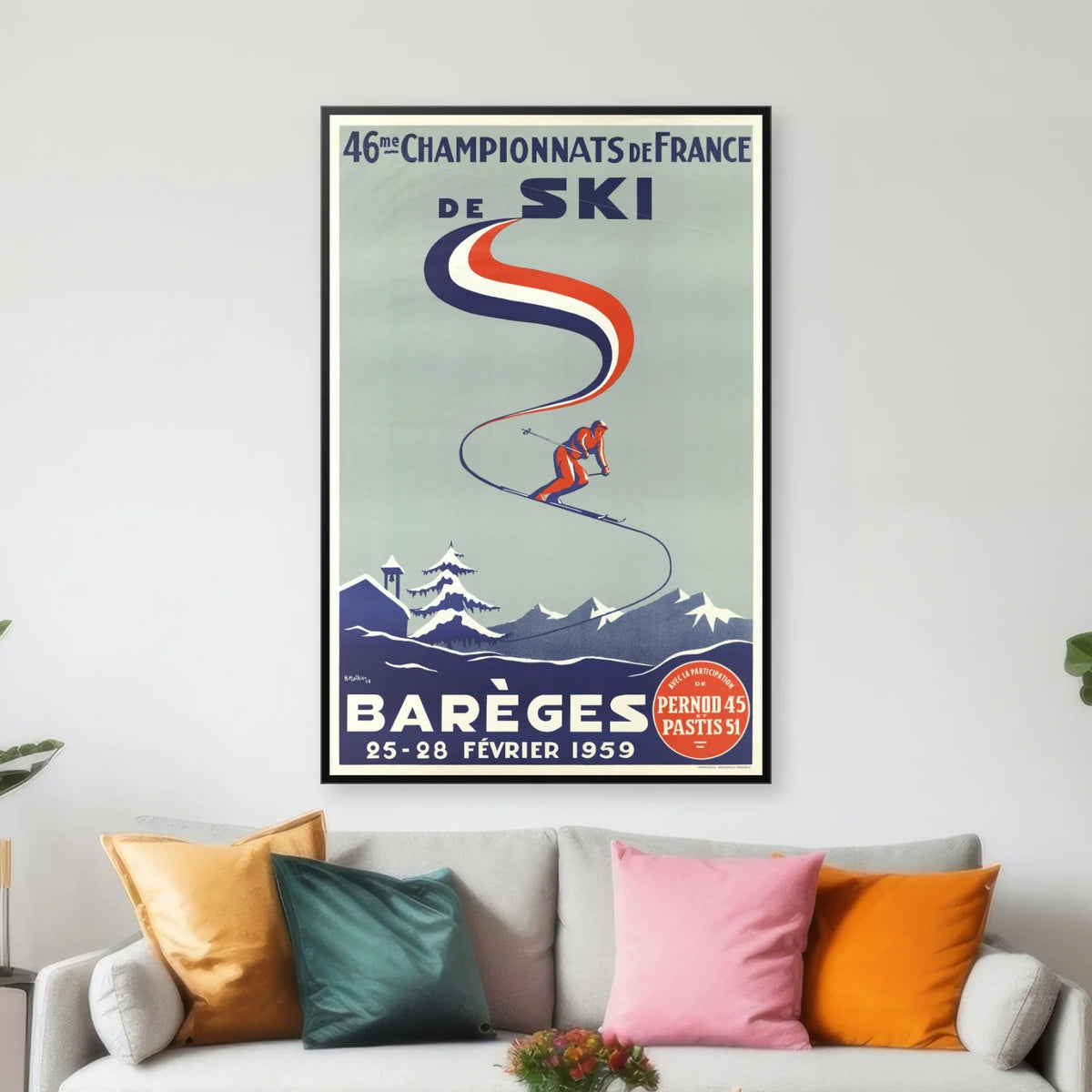 Barèges 1959 - Skimesterskab - 47×70 cm – billede 3