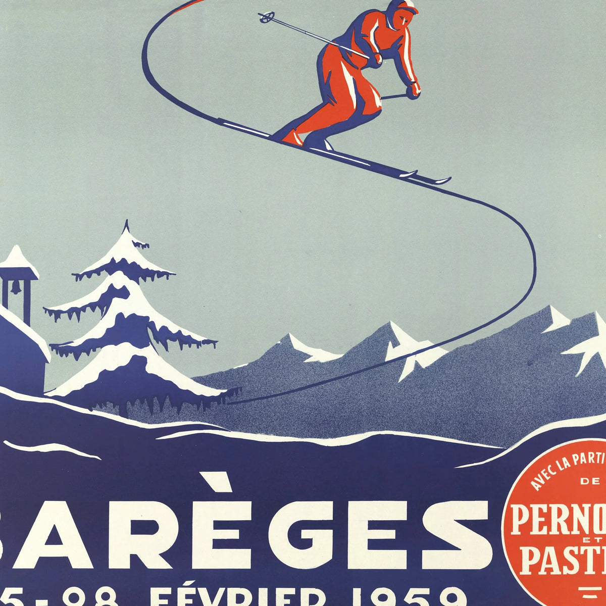 Barèges 1959 - Skimesterskab - 47×70 cm – billede 4