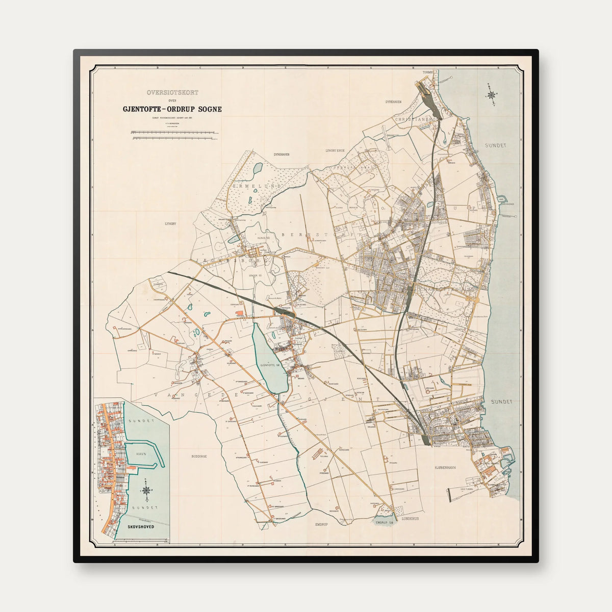 Gentofte & Ordrup Sogn 1897 - 60×66 cm – billede 1