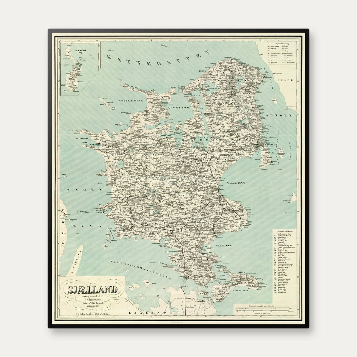Sjælland 1893 - Herredskort - 61×70 cm – billede 1