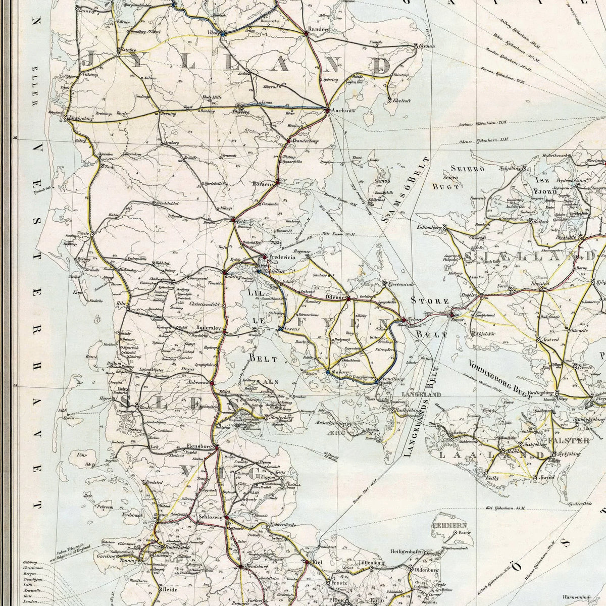 Postvæsnet 1859 - Post- og Vejkort over Danmark – billede 4