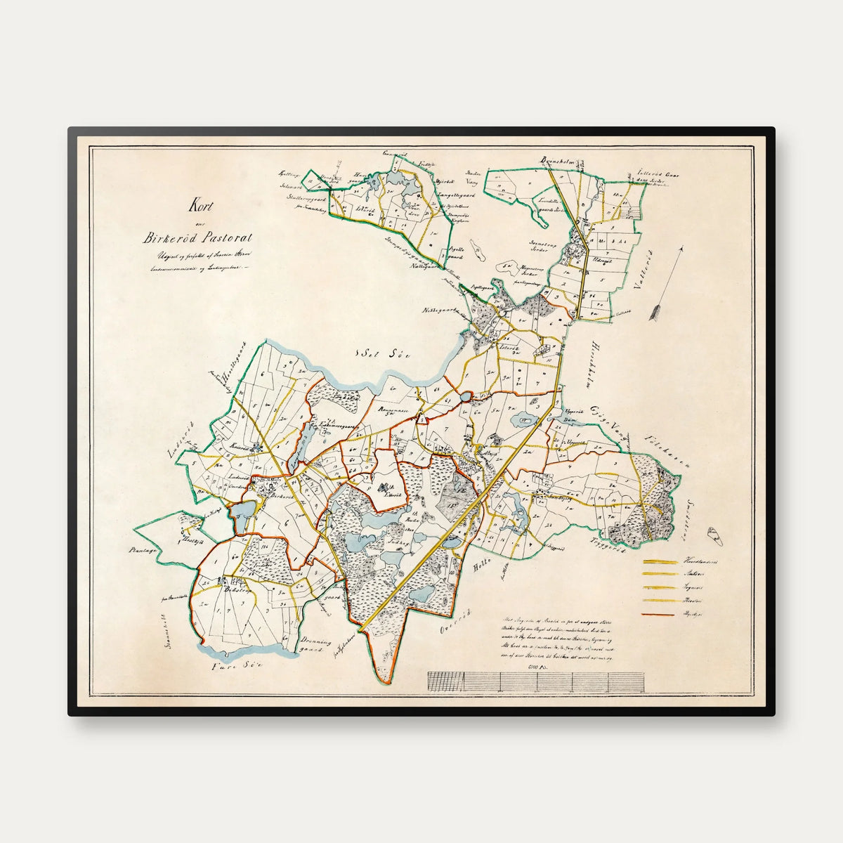 Birkerød Pastorat 1850 - Matrikelkort - 60×50 cm – billede 1