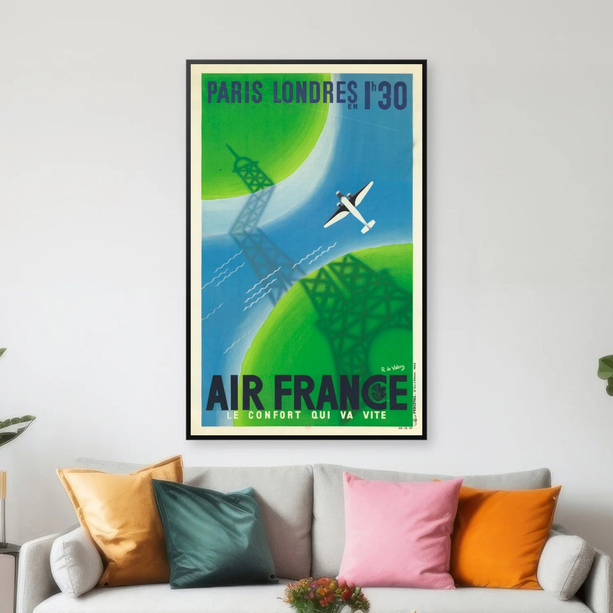 Air France 1936 - Paris-London - 45×70 cm – billede 3