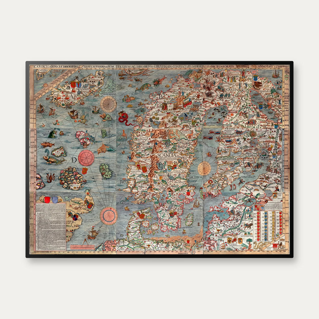 Carta Marina 1539 - Vintage søkort - 68×50 cm – billede 1