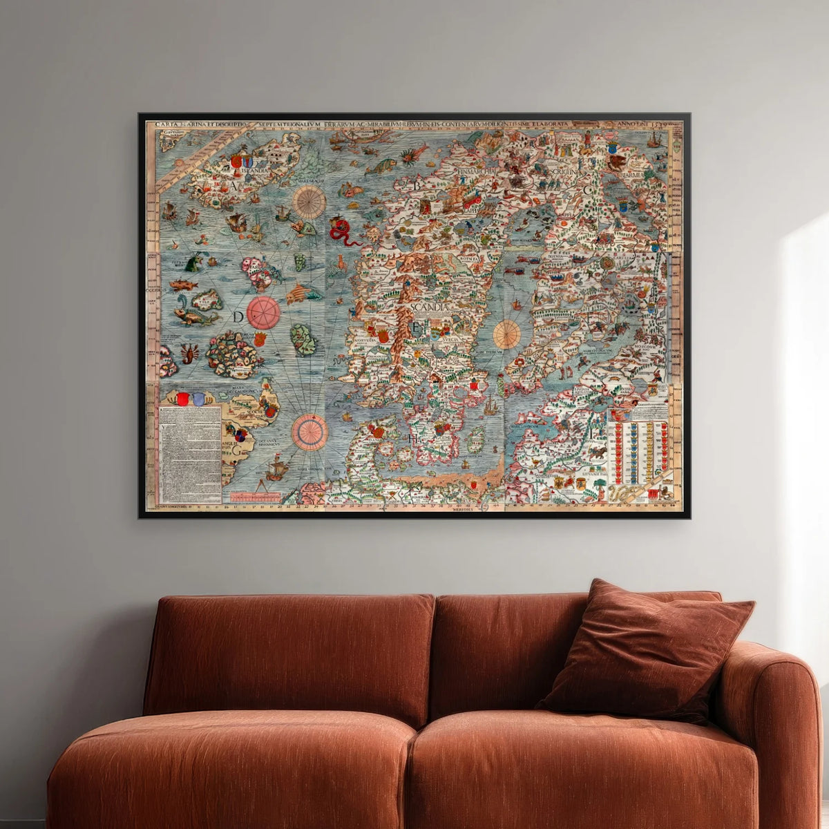 Carta Marina 1539 - Vintage søkort - 68×50 cm – billede 2