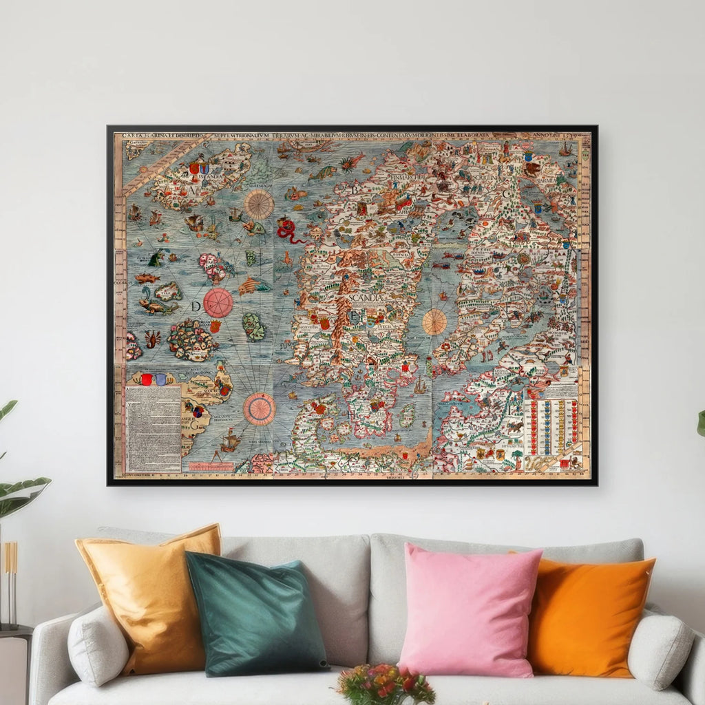 Carta Marina 1539 - Vintage søkort - 68×50 cm – billede 3