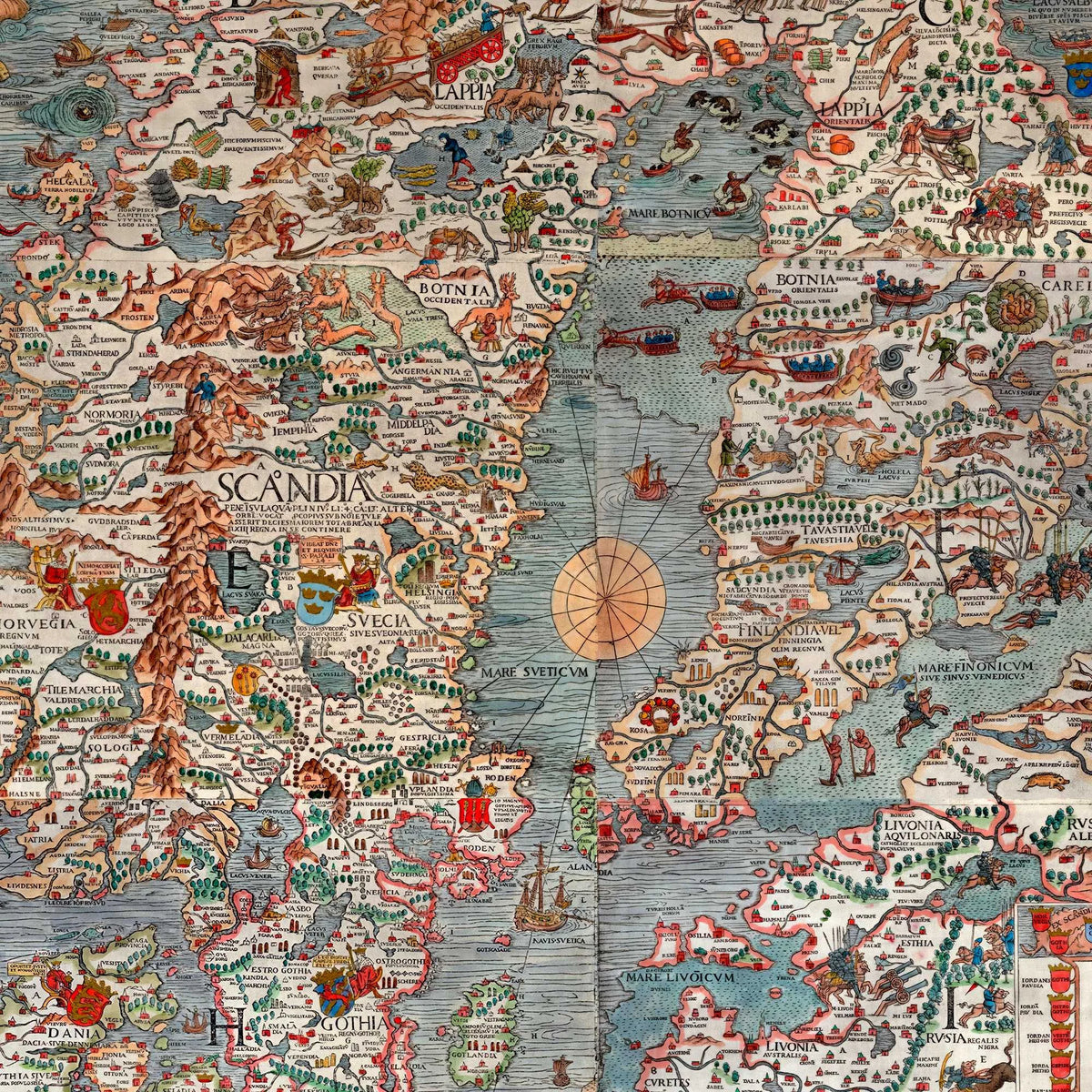 Carta Marina 1539 - Vintage søkort - 68×50 cm – billede 4
