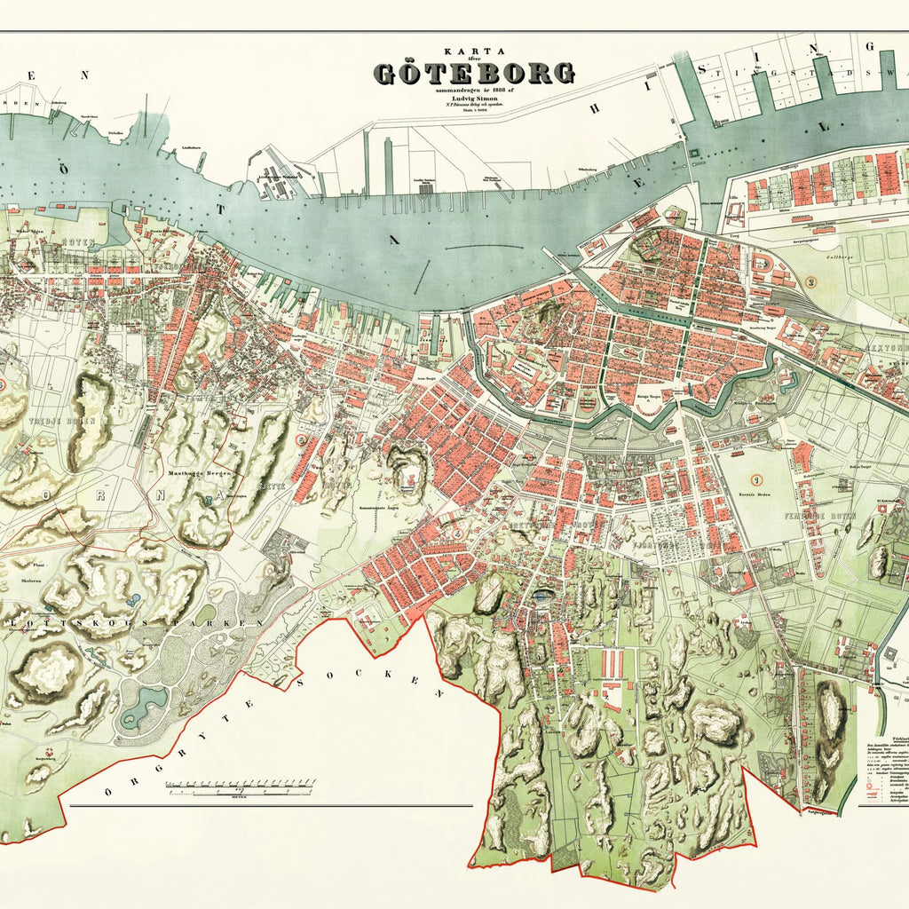 Gøteborg 1888 - Bykort - 75×35 cm – billede 4