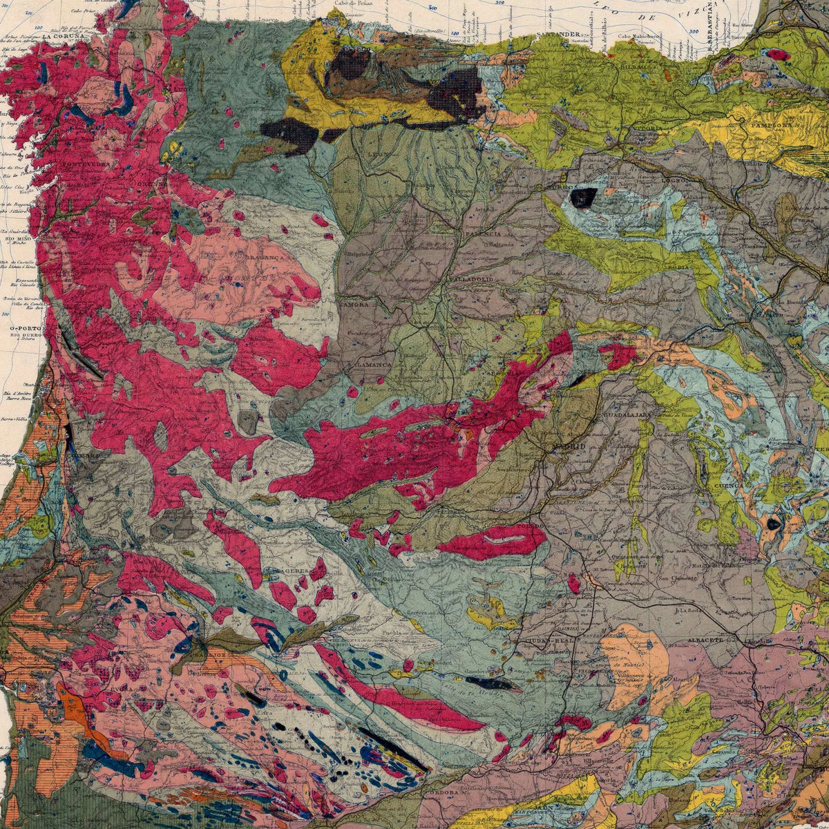 Spanien og Portugal 1879 - Geologisk kort – billede 4