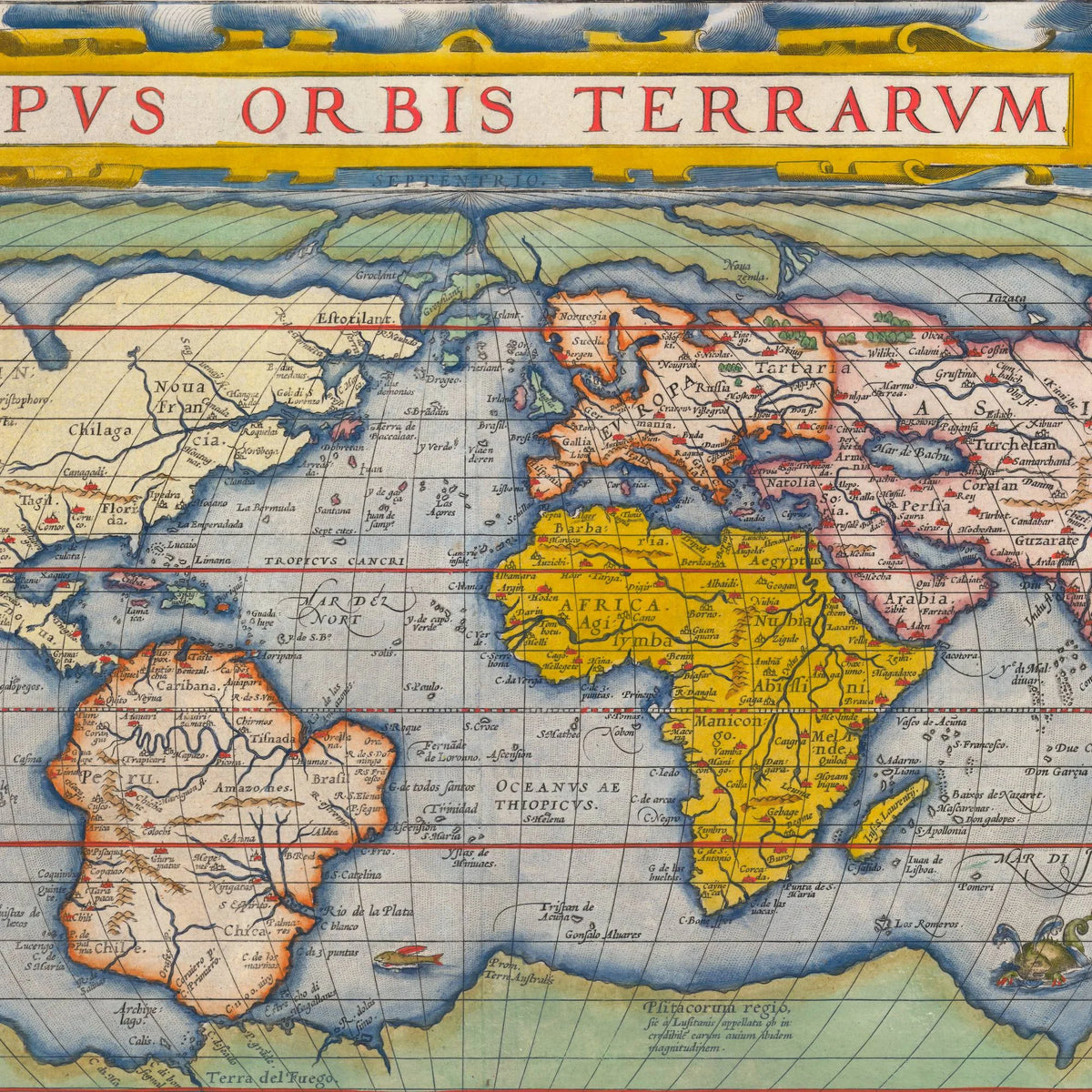 Atlas over Verden 1572 - Ortelius Plakat – billede 4